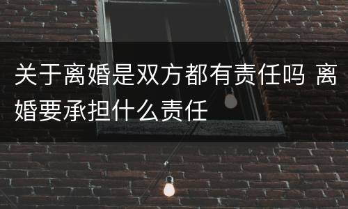 关于离婚是双方都有责任吗 离婚要承担什么责任