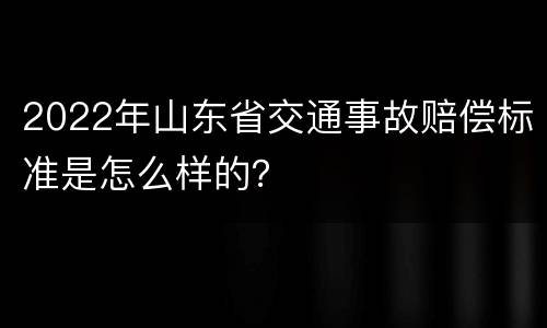 2022年山东省交通事故赔偿标准是怎么样的？
