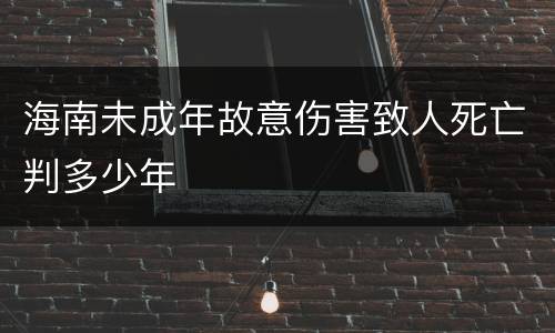 海南未成年故意伤害致人死亡判多少年
