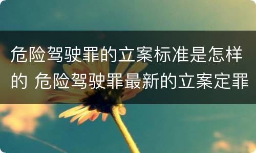 危险驾驶罪的立案标准是怎样的 危险驾驶罪最新的立案定罪标准