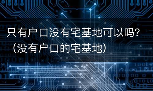 只有户口没有宅基地可以吗？（没有户口的宅基地）
