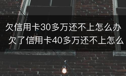 欠信用卡30多万还不上怎么办 欠了信用卡40多万还不上怎么办