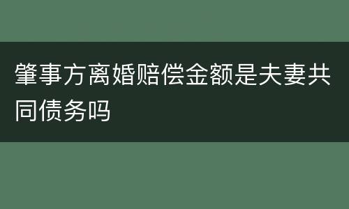 肇事方离婚赔偿金额是夫妻共同债务吗