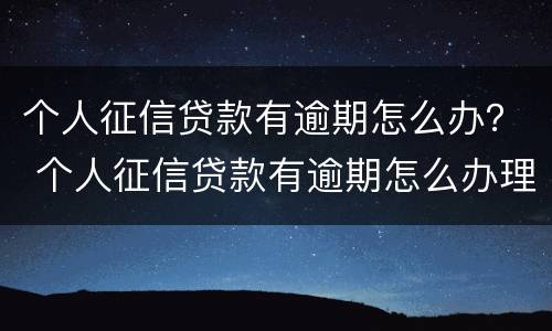 个人征信贷款有逾期怎么办？ 个人征信贷款有逾期怎么办理
