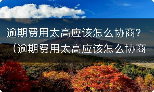 逾期费用太高应该怎么协商？（逾期费用太高应该怎么协商）