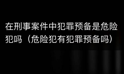 在刑事案件中犯罪预备是危险犯吗（危险犯有犯罪预备吗）