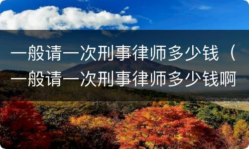 一般请一次刑事律师多少钱（一般请一次刑事律师多少钱啊）