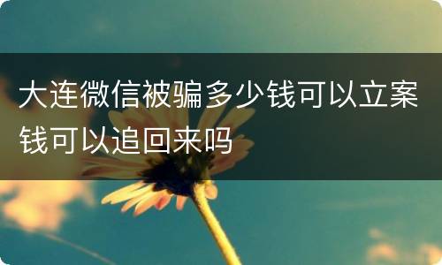 大连微信被骗多少钱可以立案钱可以追回来吗