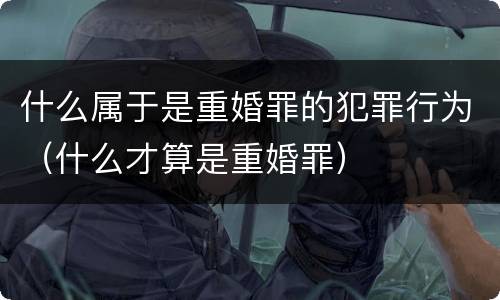 什么属于是重婚罪的犯罪行为（什么才算是重婚罪）
