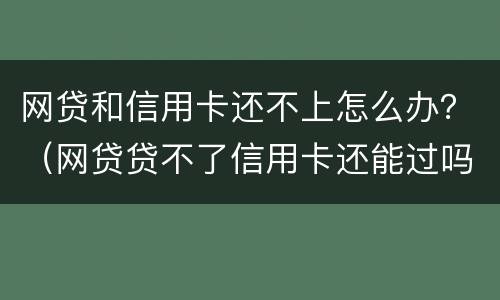 网贷和信用卡还不上怎么办？（网贷贷不了信用卡还能过吗）