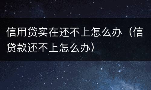 信用贷实在还不上怎么办（信贷款还不上怎么办）