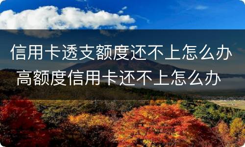 信用卡透支额度还不上怎么办 高额度信用卡还不上怎么办
