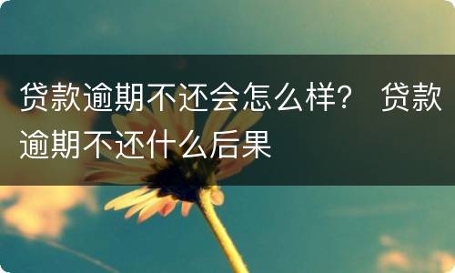 贷款逾期不还会怎么样？ 贷款逾期不还什么后果