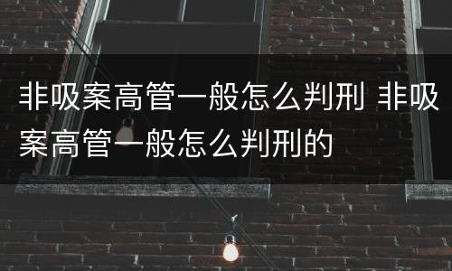 非吸案高管一般怎么判刑 非吸案高管一般怎么判刑的