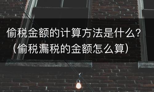 偷税金额的计算方法是什么？（偷税漏税的金额怎么算）