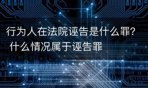 行为人在法院诬告是什么罪？ 什么情况属于诬告罪