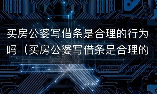 买房公婆写借条是合理的行为吗（买房公婆写借条是合理的行为吗怎么写）