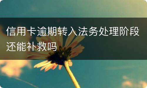 信用卡逾期转入法务处理阶段还能补救吗