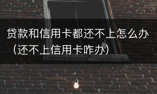 贷款和信用卡都还不上怎么办（还不上信用卡咋办）