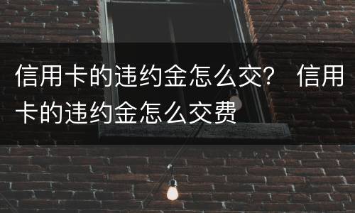 信用卡的违约金怎么交？ 信用卡的违约金怎么交费