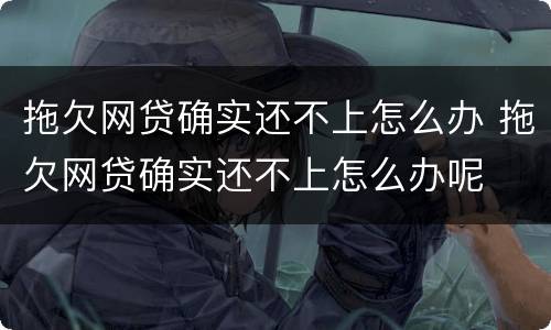 拖欠网贷确实还不上怎么办 拖欠网贷确实还不上怎么办呢