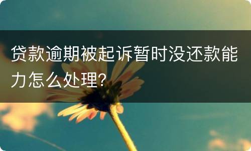 贷款逾期被起诉暂时没还款能力怎么处理？