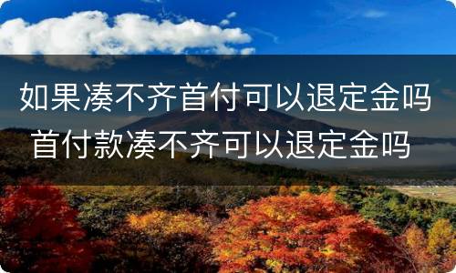 如果凑不齐首付可以退定金吗 首付款凑不齐可以退定金吗