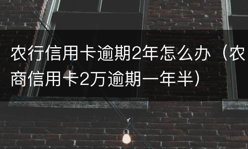 农行信用卡逾期2年怎么办（农商信用卡2万逾期一年半）