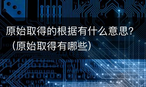 原始取得的根据有什么意思？（原始取得有哪些）