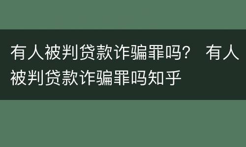 有人被判贷款诈骗罪吗？ 有人被判贷款诈骗罪吗知乎