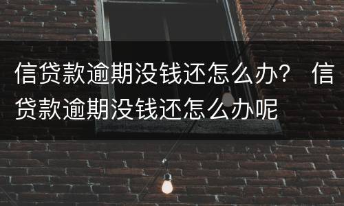 信贷款逾期没钱还怎么办？ 信贷款逾期没钱还怎么办呢