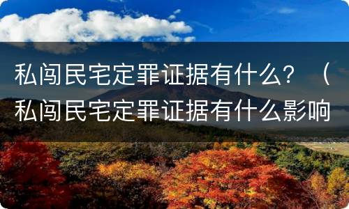 私闯民宅定罪证据有什么？（私闯民宅定罪证据有什么影响）