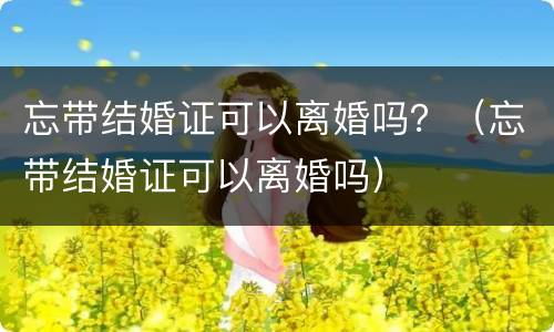 忘带结婚证可以离婚吗？（忘带结婚证可以离婚吗）