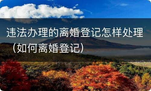 违法办理的离婚登记怎样处理（如何离婚登记）