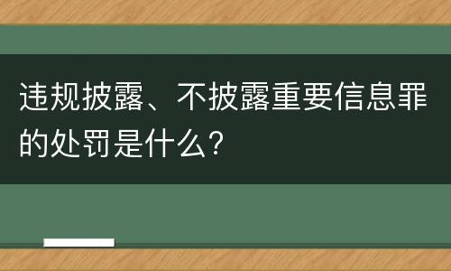 违规披露、不披露重要信息罪的处罚是什么?