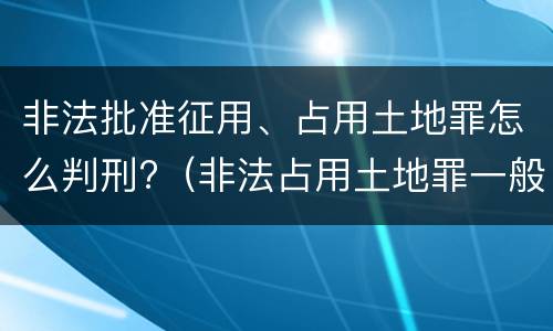 非法批准征用、占用土地罪怎么判刑?（非法占用土地罪一般怎么判决）