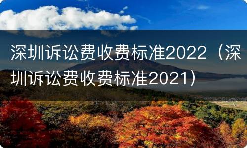 深圳诉讼费收费标准2022（深圳诉讼费收费标准2021）