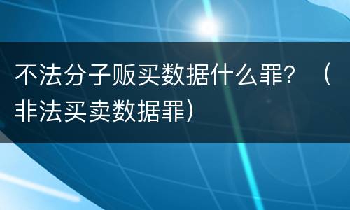 不法分子贩买数据什么罪？（非法买卖数据罪）