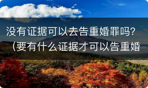 没有证据可以去告重婚罪吗？（要有什么证据才可以告重婚罪）
