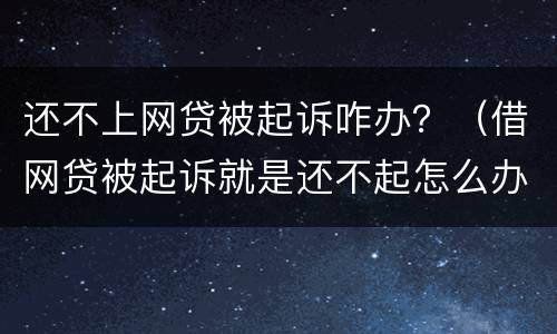 还不上网贷被起诉咋办？（借网贷被起诉就是还不起怎么办）