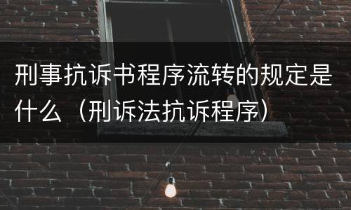 刑事抗诉书程序流转的规定是什么（刑诉法抗诉程序）