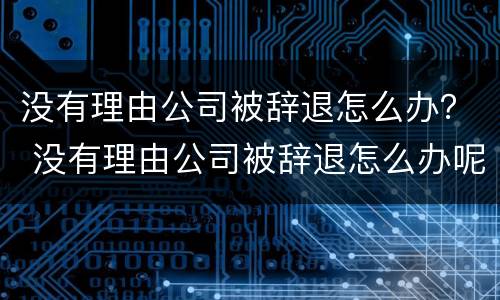 没有理由公司被辞退怎么办？ 没有理由公司被辞退怎么办呢