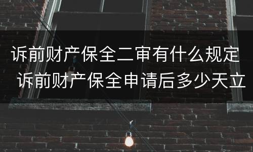 诉前财产保全二审有什么规定 诉前财产保全申请后多少天立案