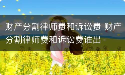 财产分割律师费和诉讼费 财产分割律师费和诉讼费谁出