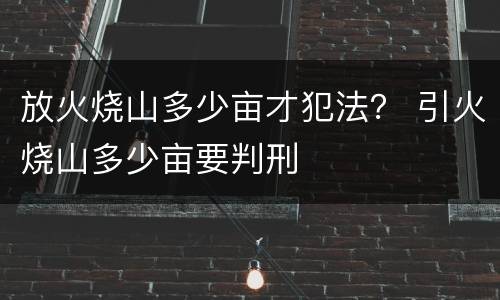 放火烧山多少亩才犯法？ 引火烧山多少亩要判刑