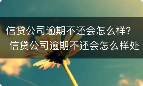 信贷公司逾期不还会怎么样？ 信贷公司逾期不还会怎么样处理