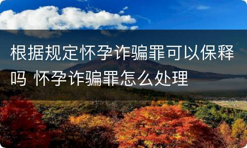 根据规定怀孕诈骗罪可以保释吗 怀孕诈骗罪怎么处理