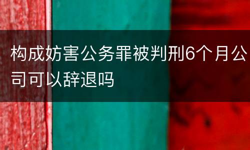 构成妨害公务罪被判刑6个月公司可以辞退吗