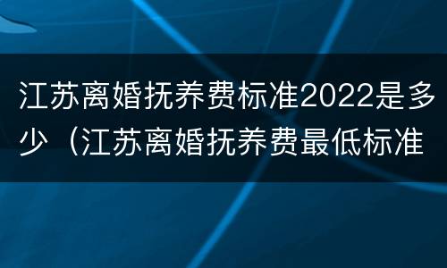 江苏离婚抚养费标准2022是多少（江苏离婚抚养费最低标准）