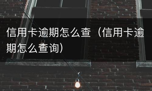 信用卡逾期怎么查（信用卡逾期怎么查询）